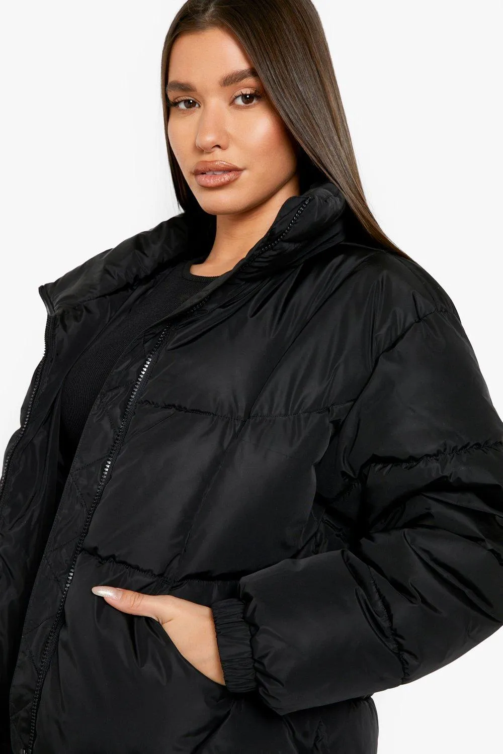 Funnel Neck Oversized Puffer Jacket