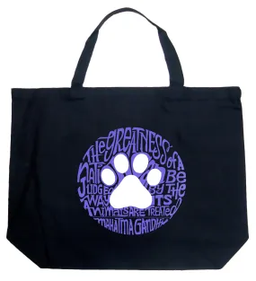 Gandhi's Quote on Animal Treatment  - Large Word Art Tote Bag