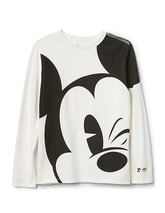 GAP Boys White Disney Long Sleeve Hockey Tee