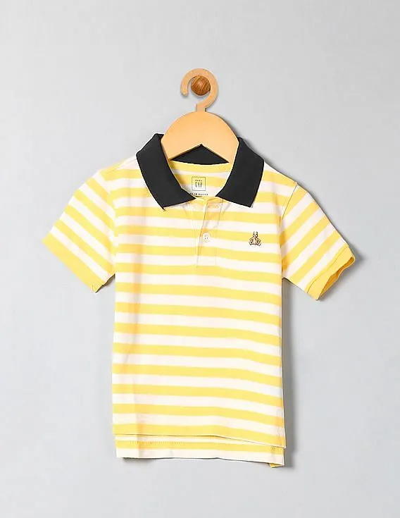 GAP Boys Yellow Striped Polo Shirt