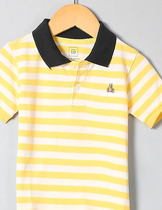 GAP Boys Yellow Striped Polo Shirt