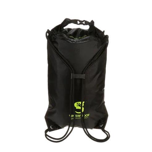 Geckobrands Waterproof Drawstring Backpack - Black/Neon Green