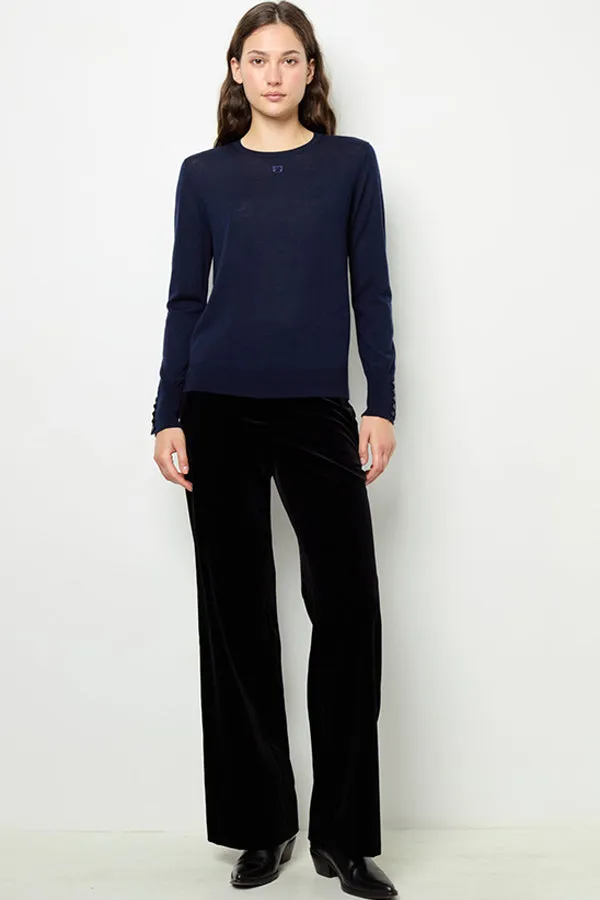 Gerard Darel JADE BLUE FINE WOOL ROUND NECK SWEATER