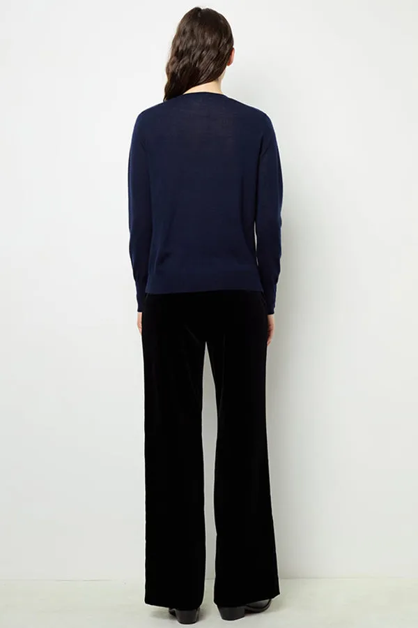 Gerard Darel JADE BLUE FINE WOOL ROUND NECK SWEATER