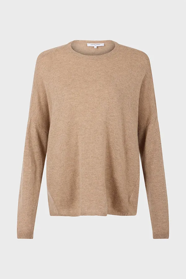 Gerard Darel JAZMINE BEIGE LOOSE CASHMERE ROUND NECK SWEATER