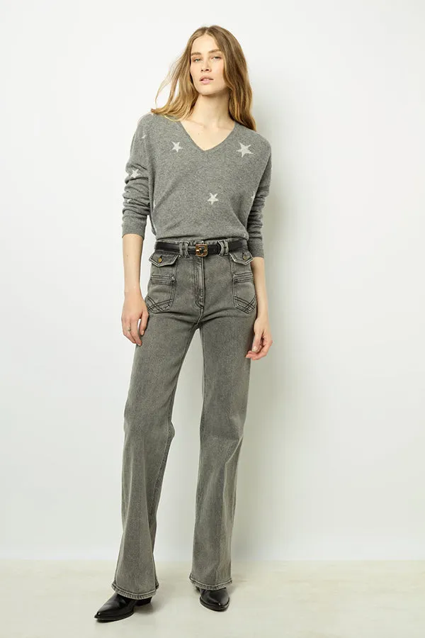 Gerard Darel JODELLE STARS CASHMERE VNECK SWEATER