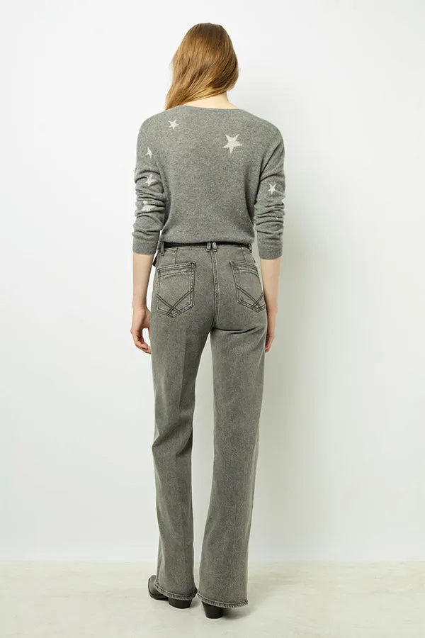 Gerard Darel JODELLE STARS CASHMERE VNECK SWEATER