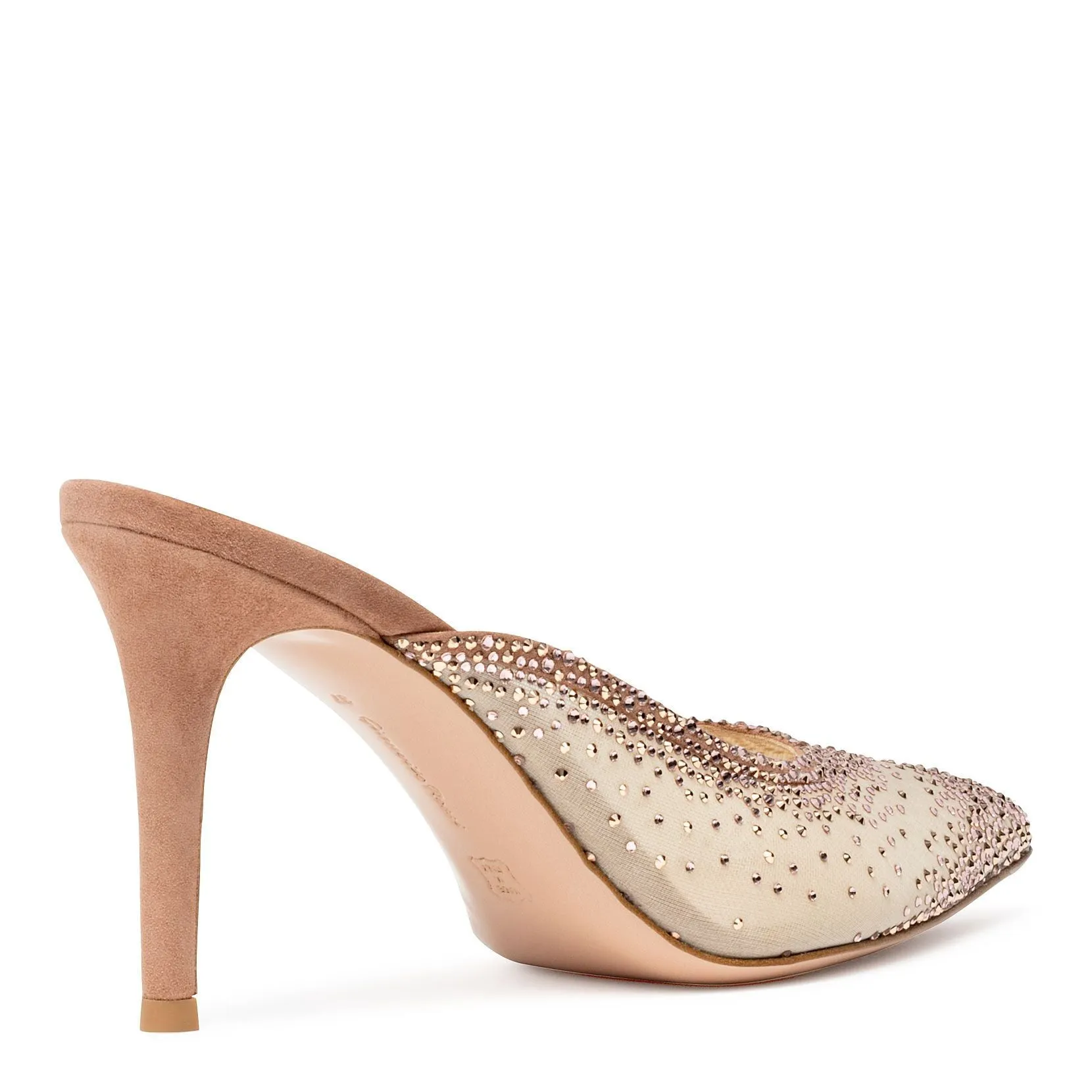Gianvito Rossi Nude suede and organza 85 mules