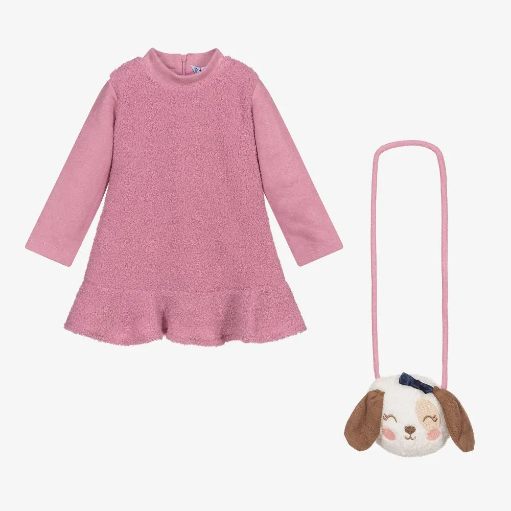 Girls Pink Dress & Bag Set