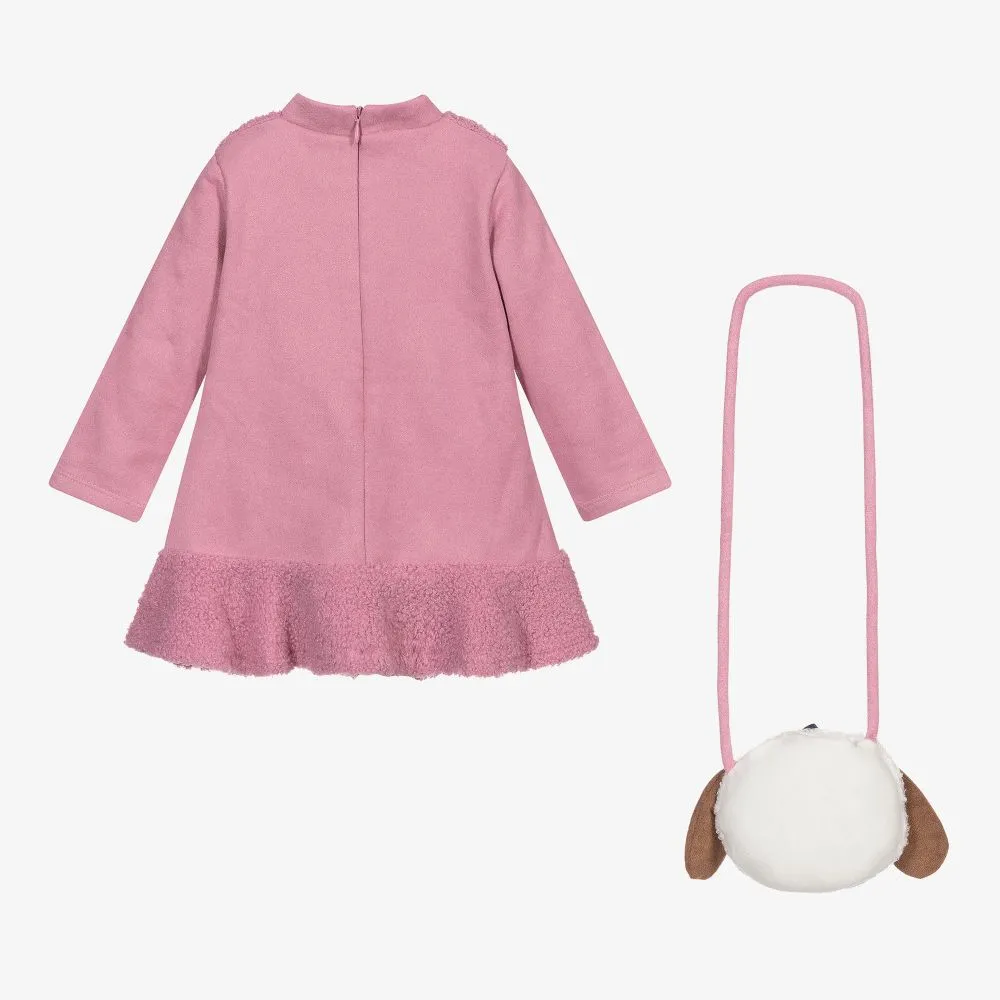 Girls Pink Dress & Bag Set