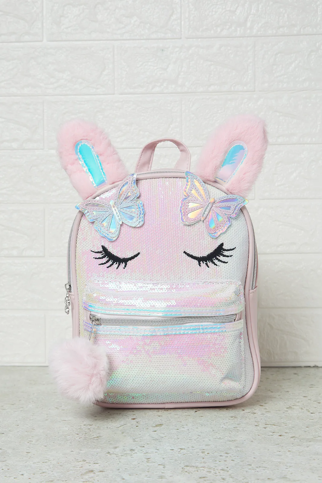 Girls Pink Embellished Backpack