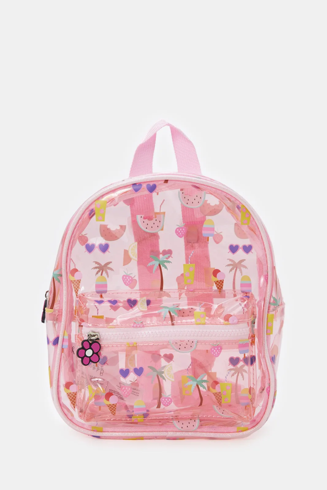 Girls Pink Printed Backpack