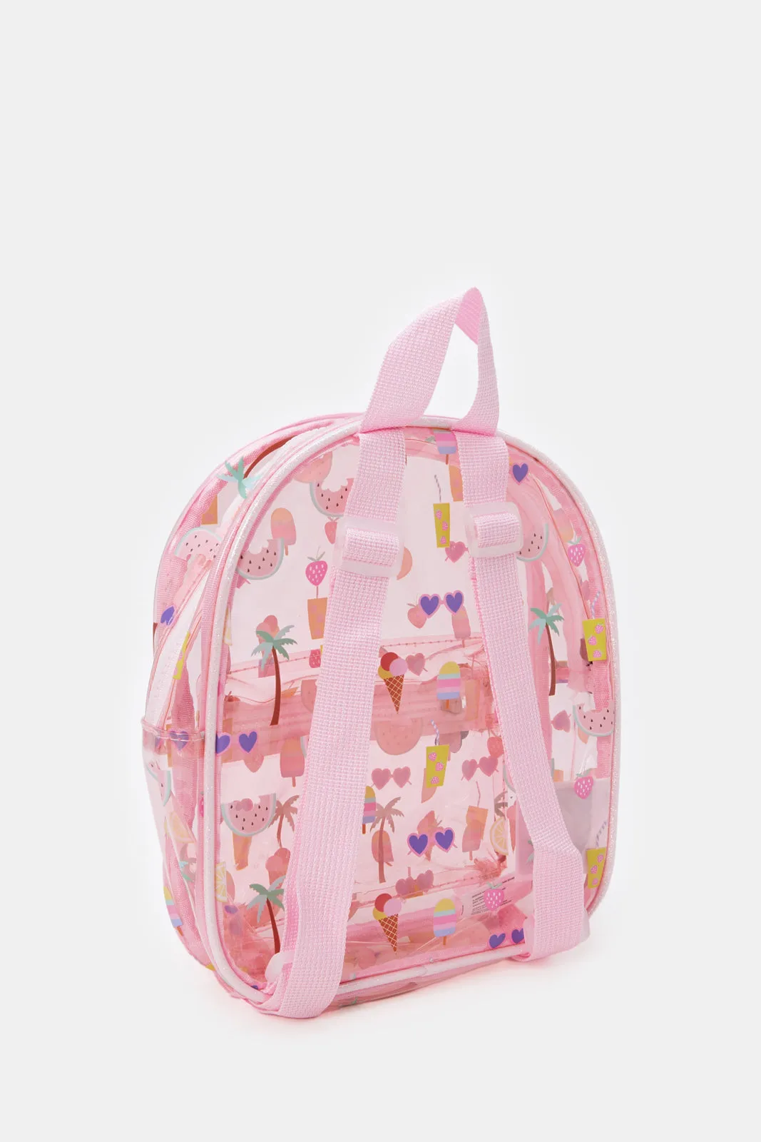 Girls Pink Printed Backpack