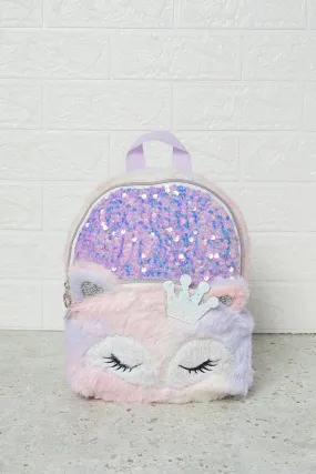 Girls Purple Embellished Backpack