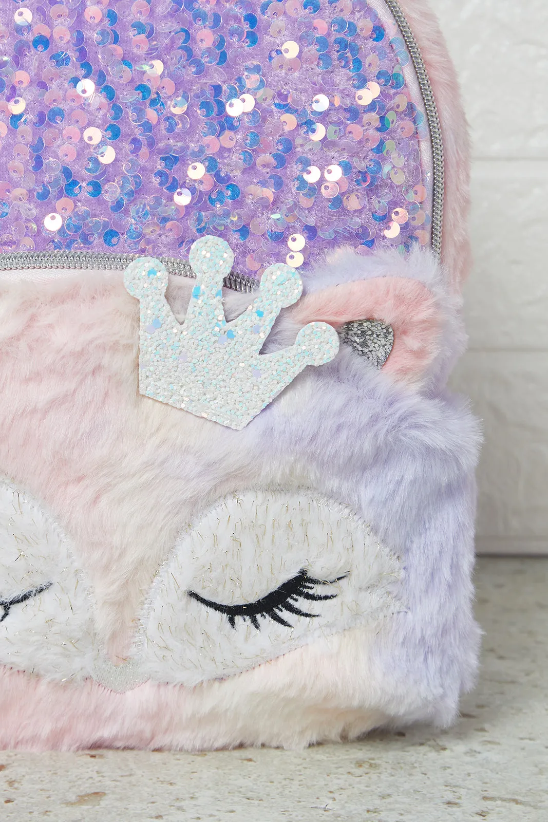 Girls Purple Embellished Backpack