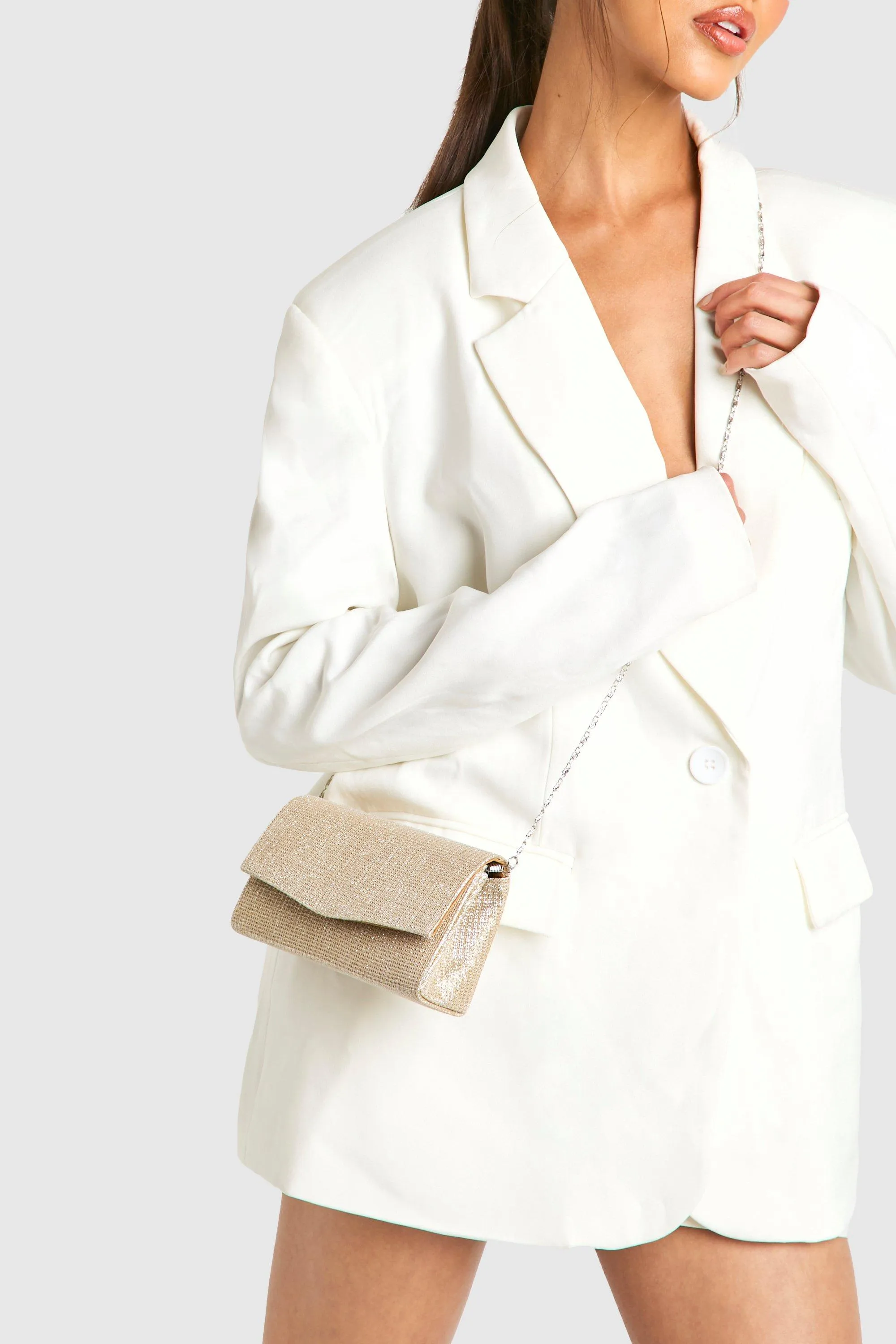 Glitter Envelope Clutch Bag and Chain