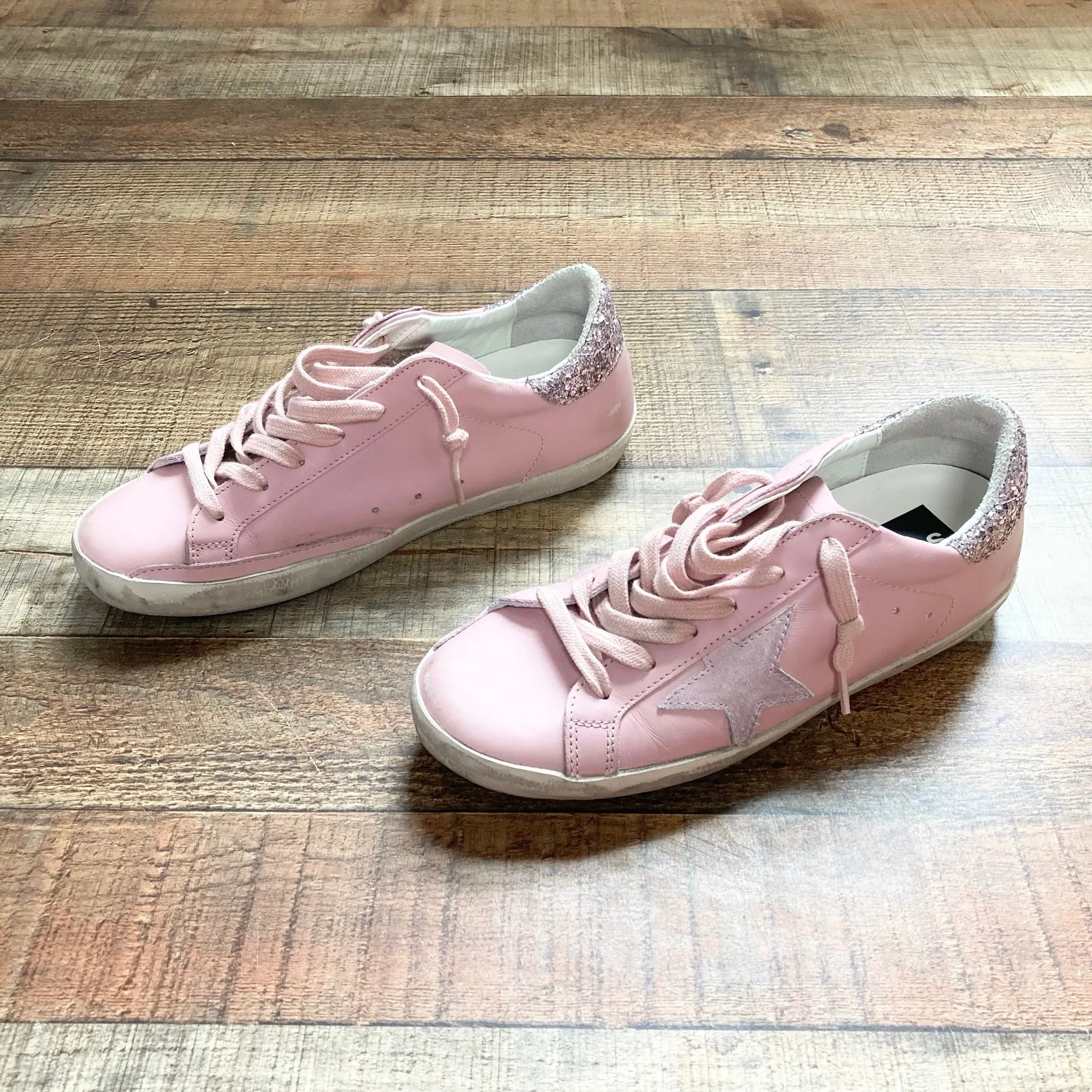 GOLDEN GOOSE PINK SUPER-STAR TONAL GLITTER LIMITED EDITION NO. 607 OF 763 SNEAKERS- SIZE 39/US 9 ( ONLINE)