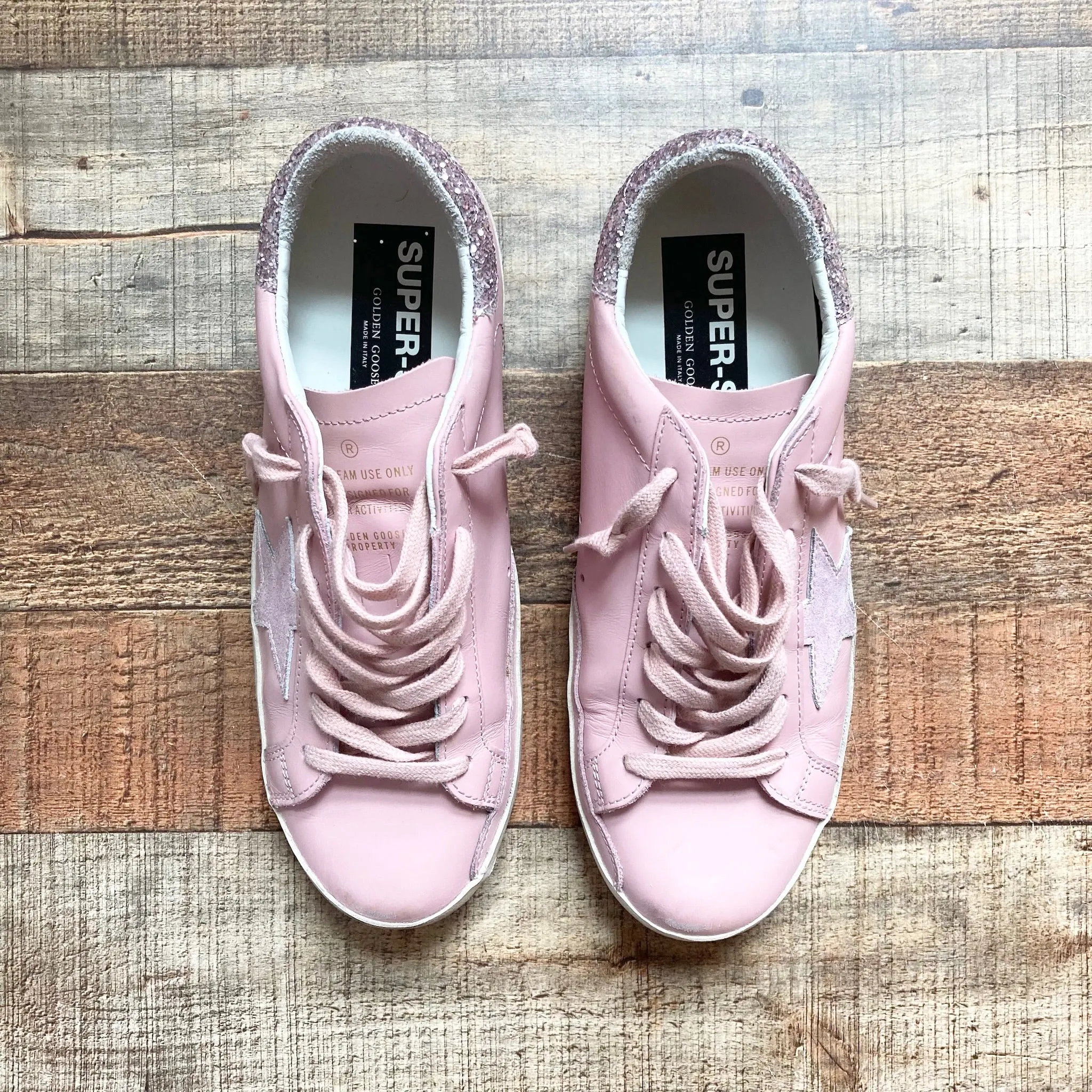 GOLDEN GOOSE PINK SUPER-STAR TONAL GLITTER LIMITED EDITION NO. 607 OF 763 SNEAKERS- SIZE 39/US 9 ( ONLINE)