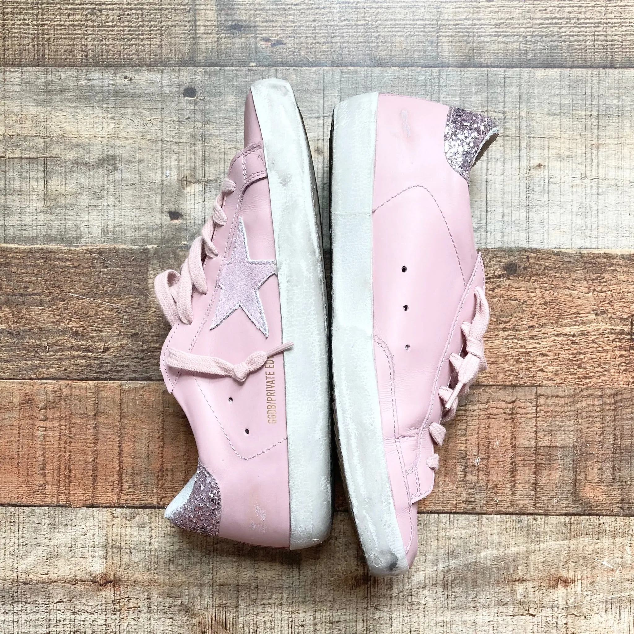 GOLDEN GOOSE PINK SUPER-STAR TONAL GLITTER LIMITED EDITION NO. 607 OF 763 SNEAKERS- SIZE 39/US 9 ( ONLINE)