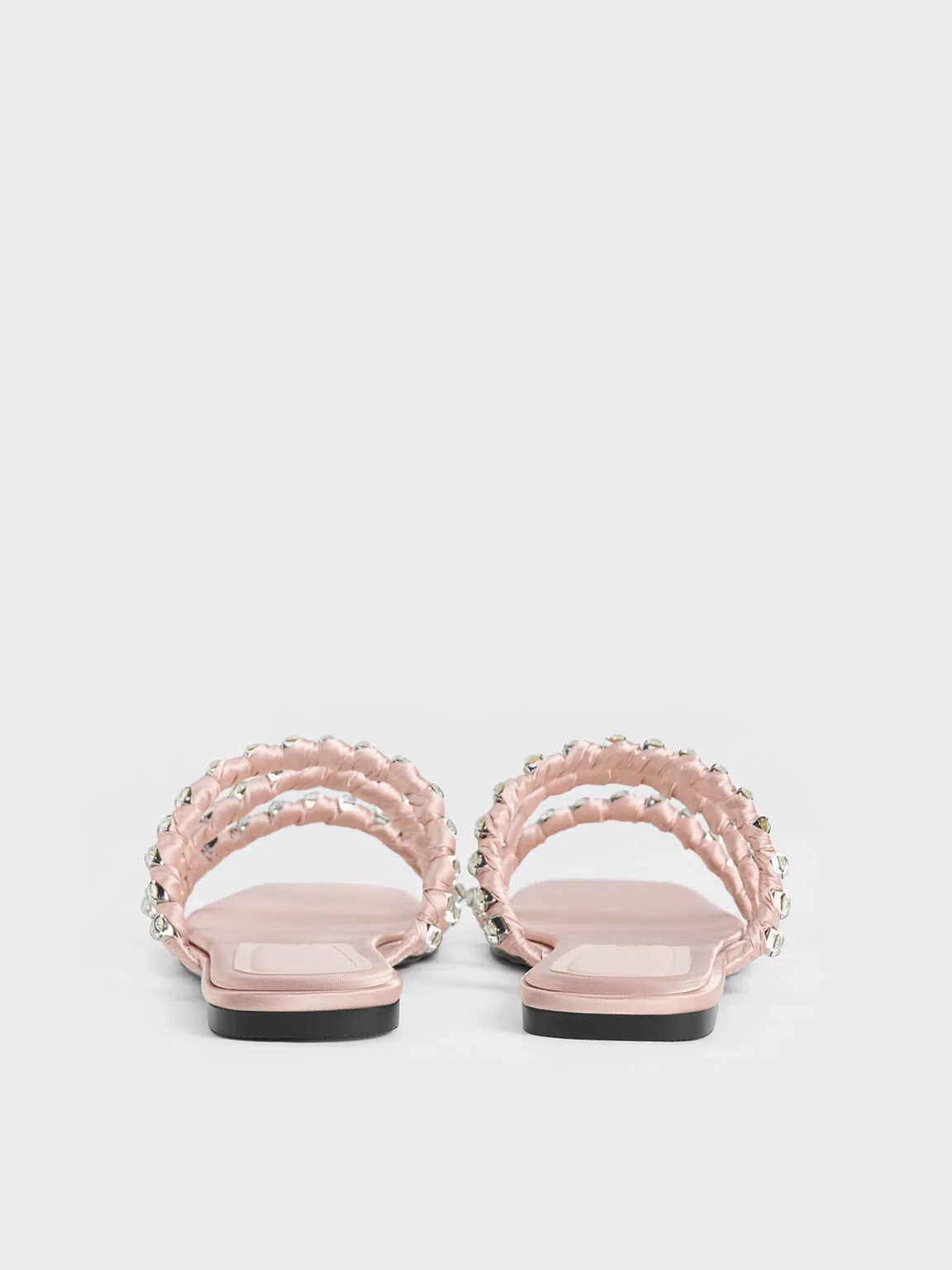 Goldie Recycled Polyester Gem-Encrusted Slide Sandals - Light Pink