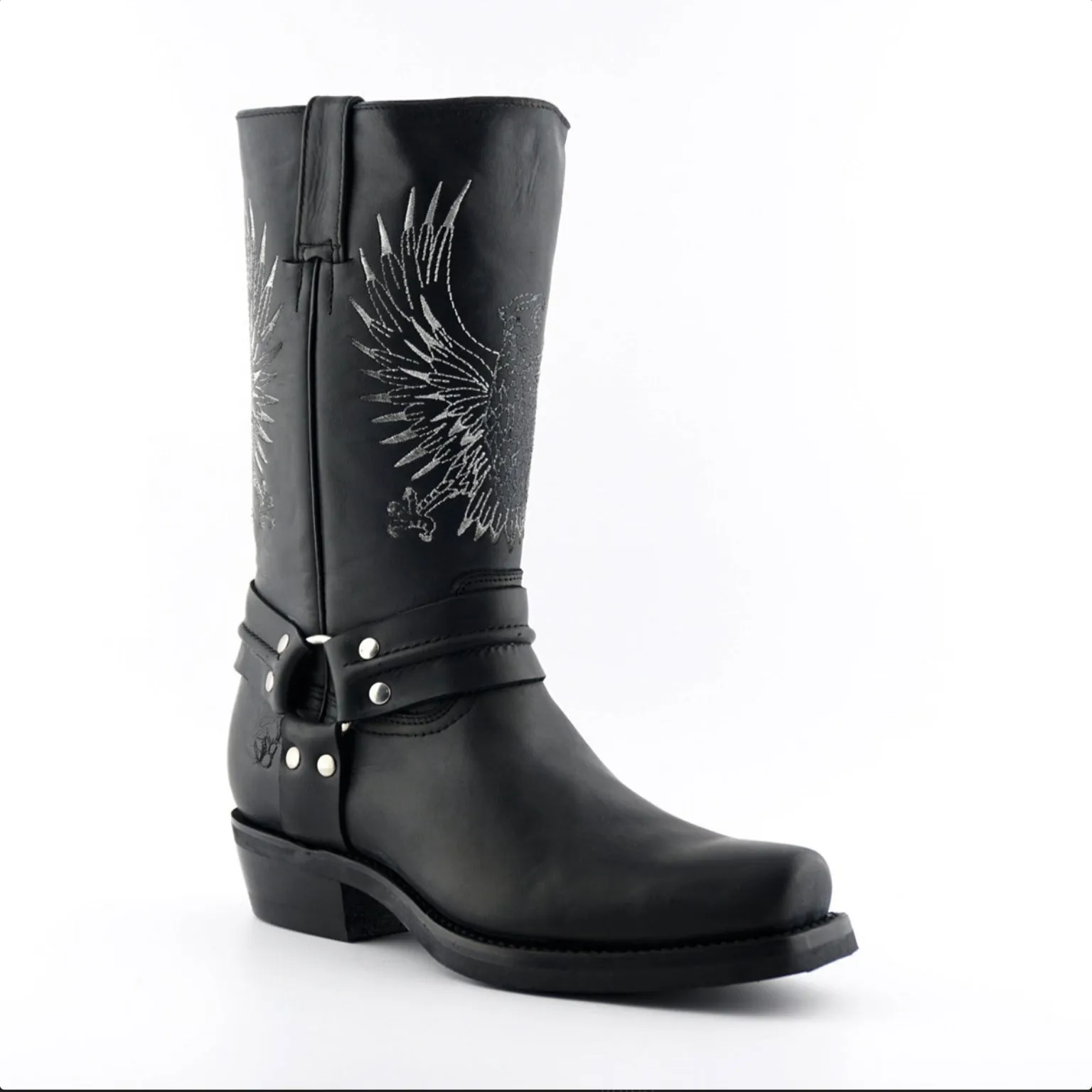 Grinders - Bald Eagle Black Leather Cowboy / Western Style Boots