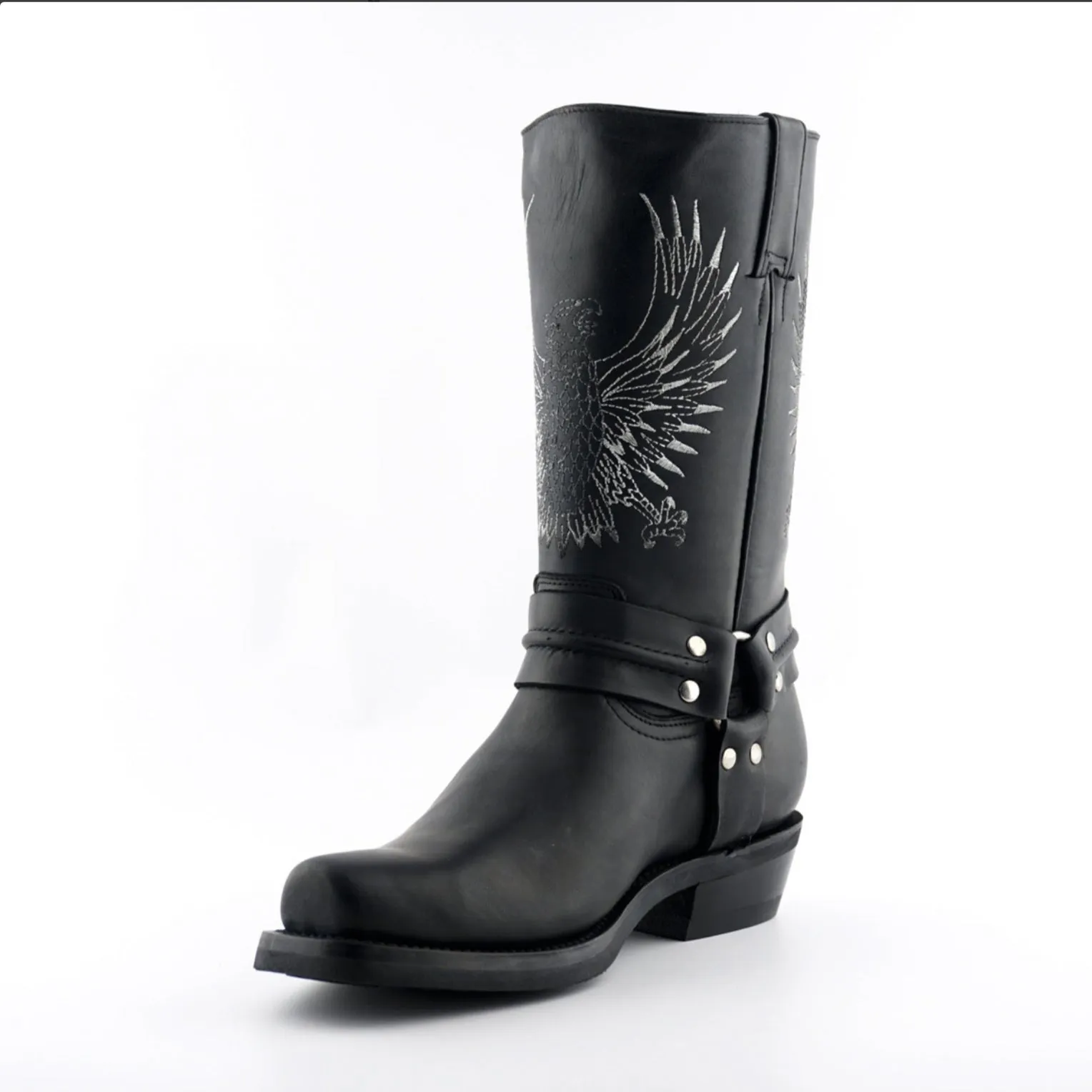 Grinders - Bald Eagle Black Leather Cowboy / Western Style Boots