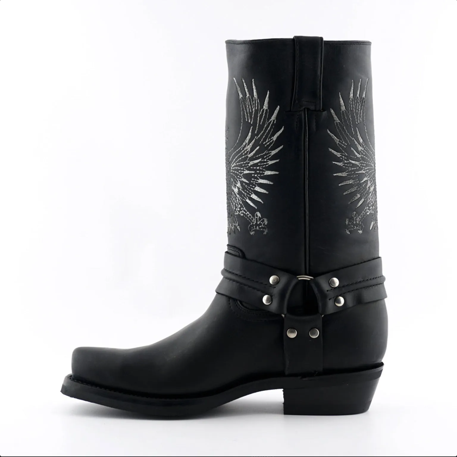 Grinders - Bald Eagle Black Leather Cowboy / Western Style Boots