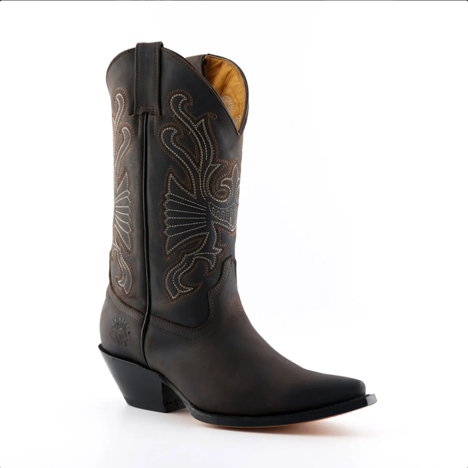 Grinders - Buffalo Brown Leather Cowboy / Western Style Boots