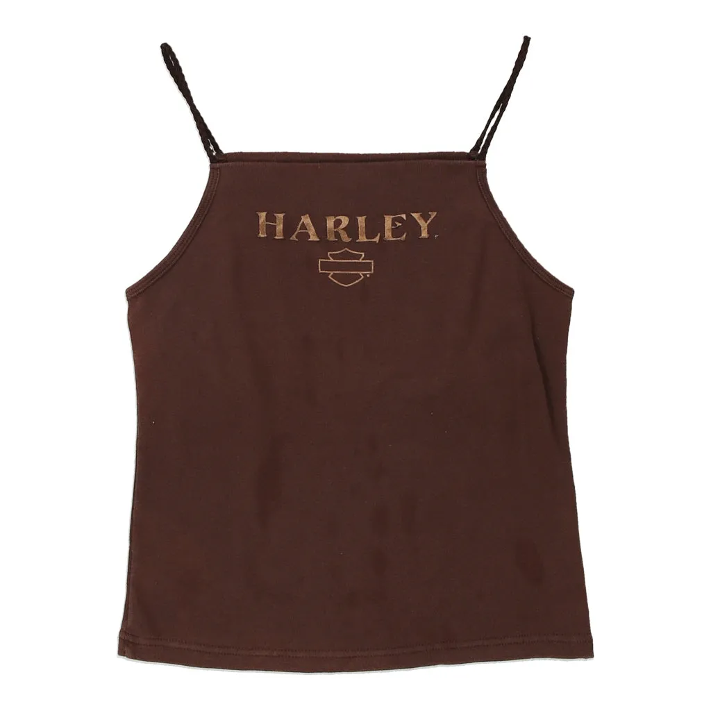 Harley Davidson Spellout Vest - Large Brown Cotton