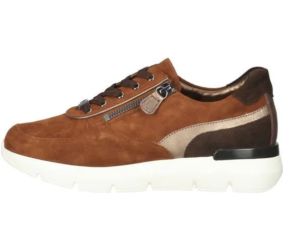 HASSA sneakers da donna eleganti scarpe in vera pelle con allacciatura e cerniera 2-30 1312 marrone