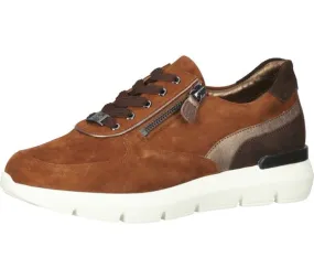 HASSA sneakers da donna eleganti scarpe in vera pelle con allacciatura e cerniera 2-30 1312 marrone