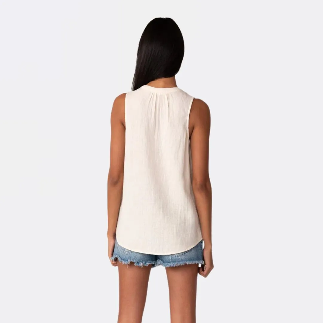 Henley V-Neck Tank (Cloud)