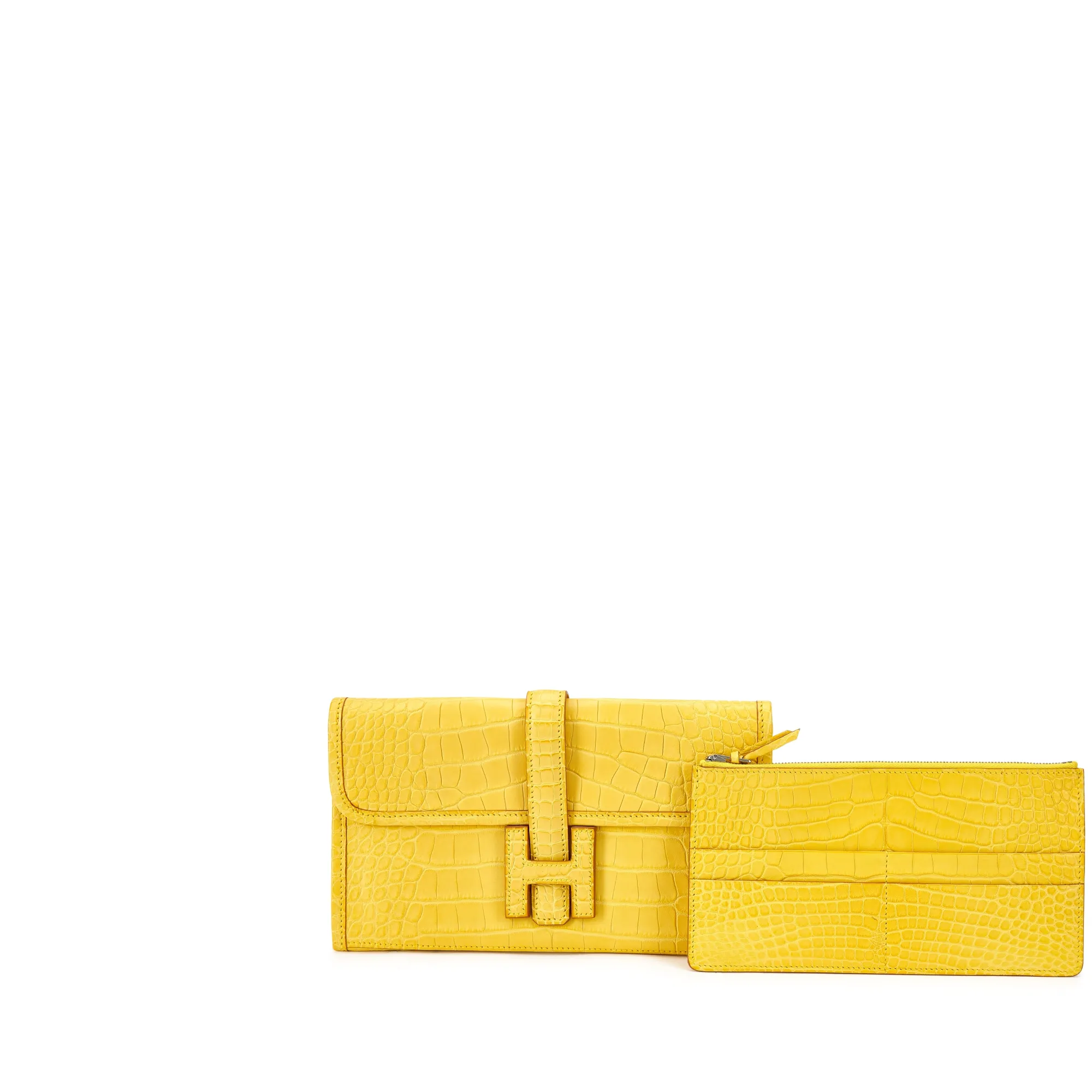 Hermès Mimosa Matte Alligator Jige Duo Clutch, 2013
