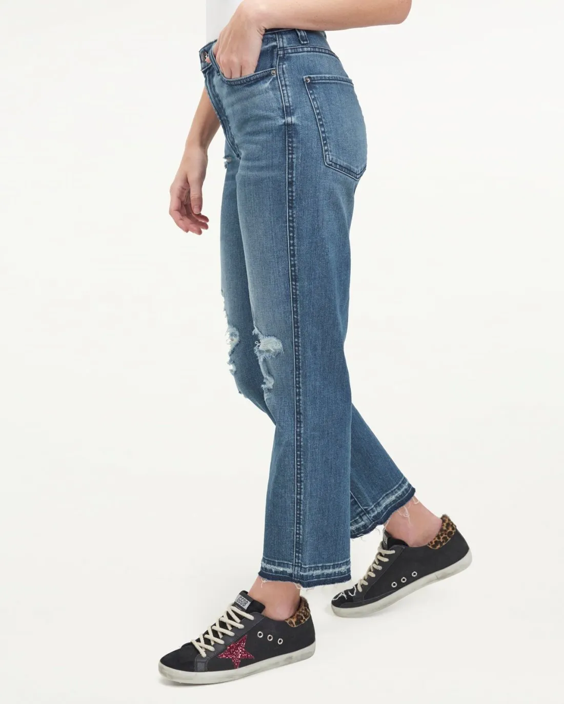 High-Rise Crop Straight Leg Jeans