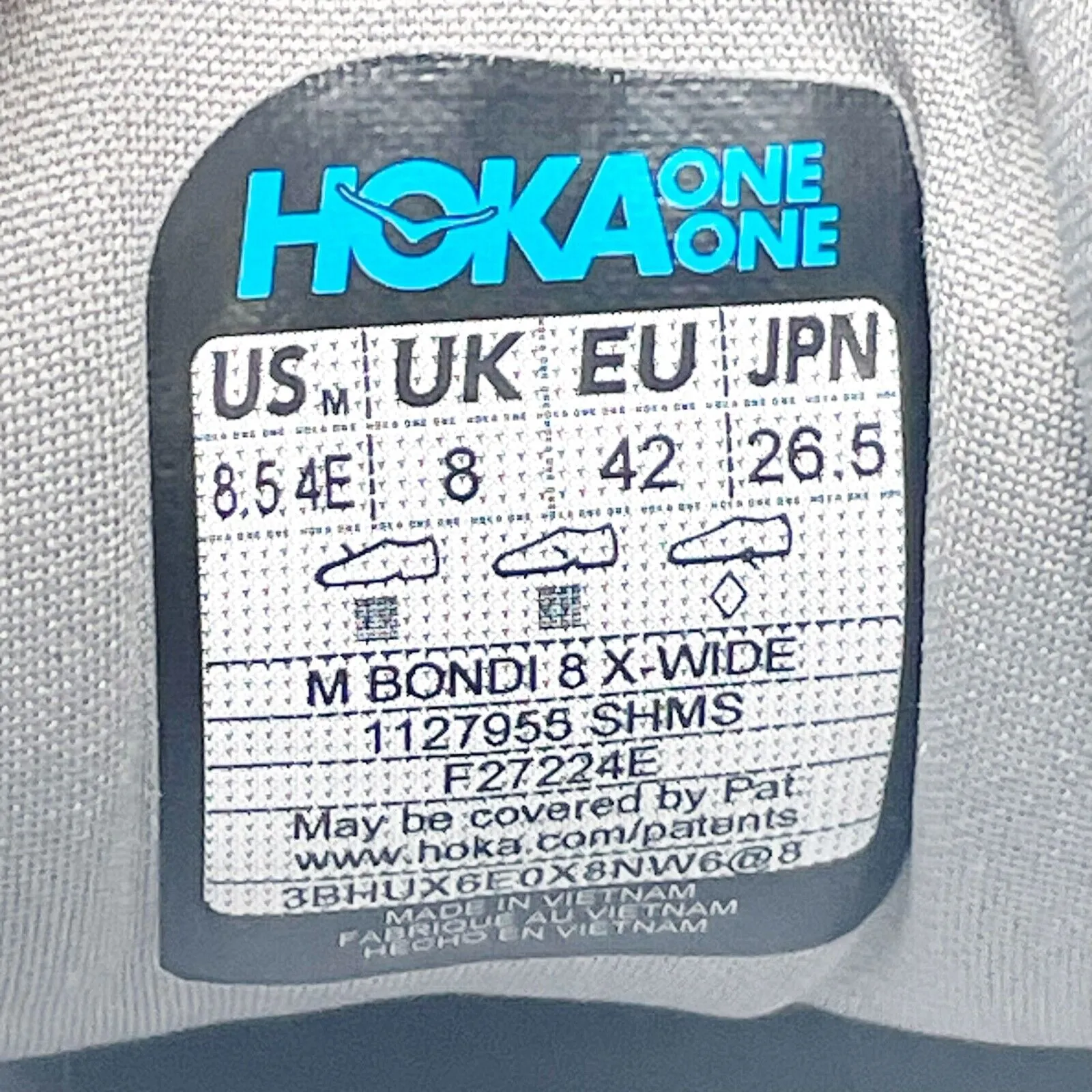 Hoka One One Mens Bondi 8 1127955 SHMS Gray Running Shoes Sneakers Size 8.5 4E