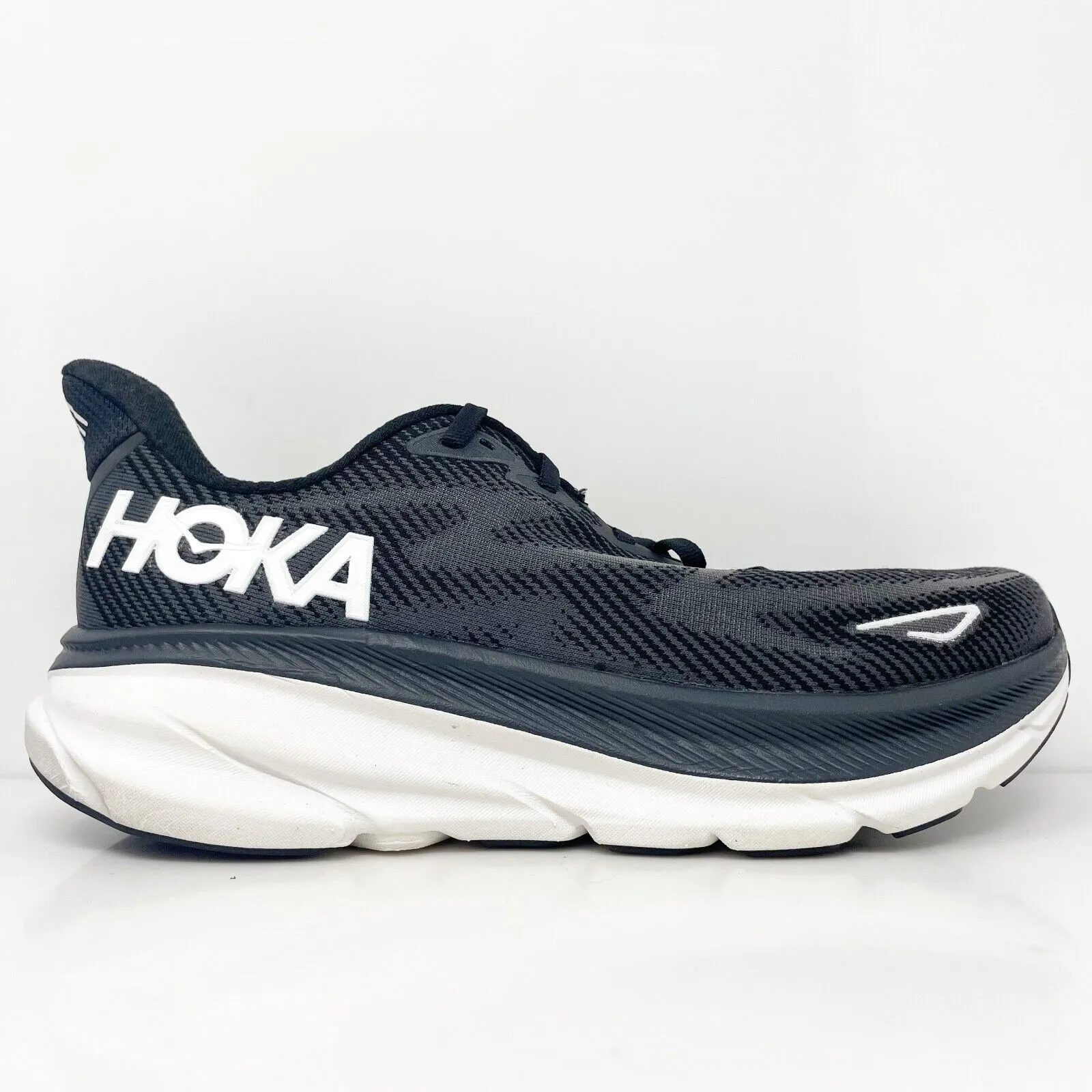 Hoka One One Womens Clifton 9 1127896 BWHT Black Running Shoes Sneakers Size 9 B