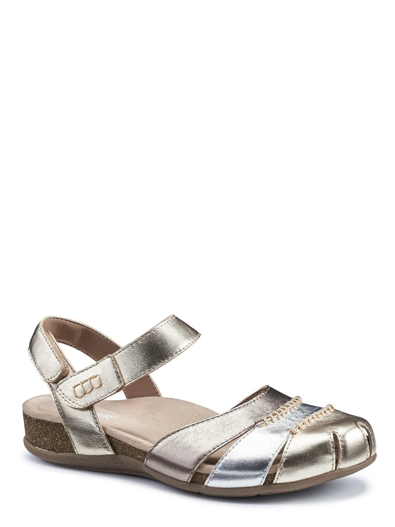 Hotter Sandals Leather Wide Denali Wide - Metallic Multi-le