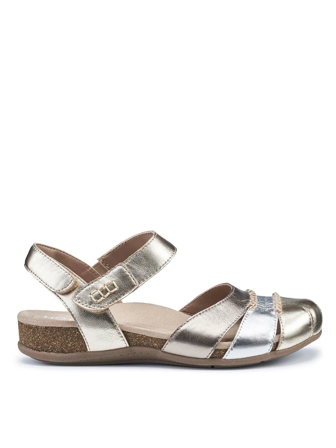 Hotter Sandals Leather Wide Denali Wide - Metallic Multi-le