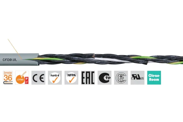 Igus chainflex CF130.UL Control Cable, 4 Cores, 1.5 mm², Unscreened, 100m, Grey PVC Sheath, 15 AWG