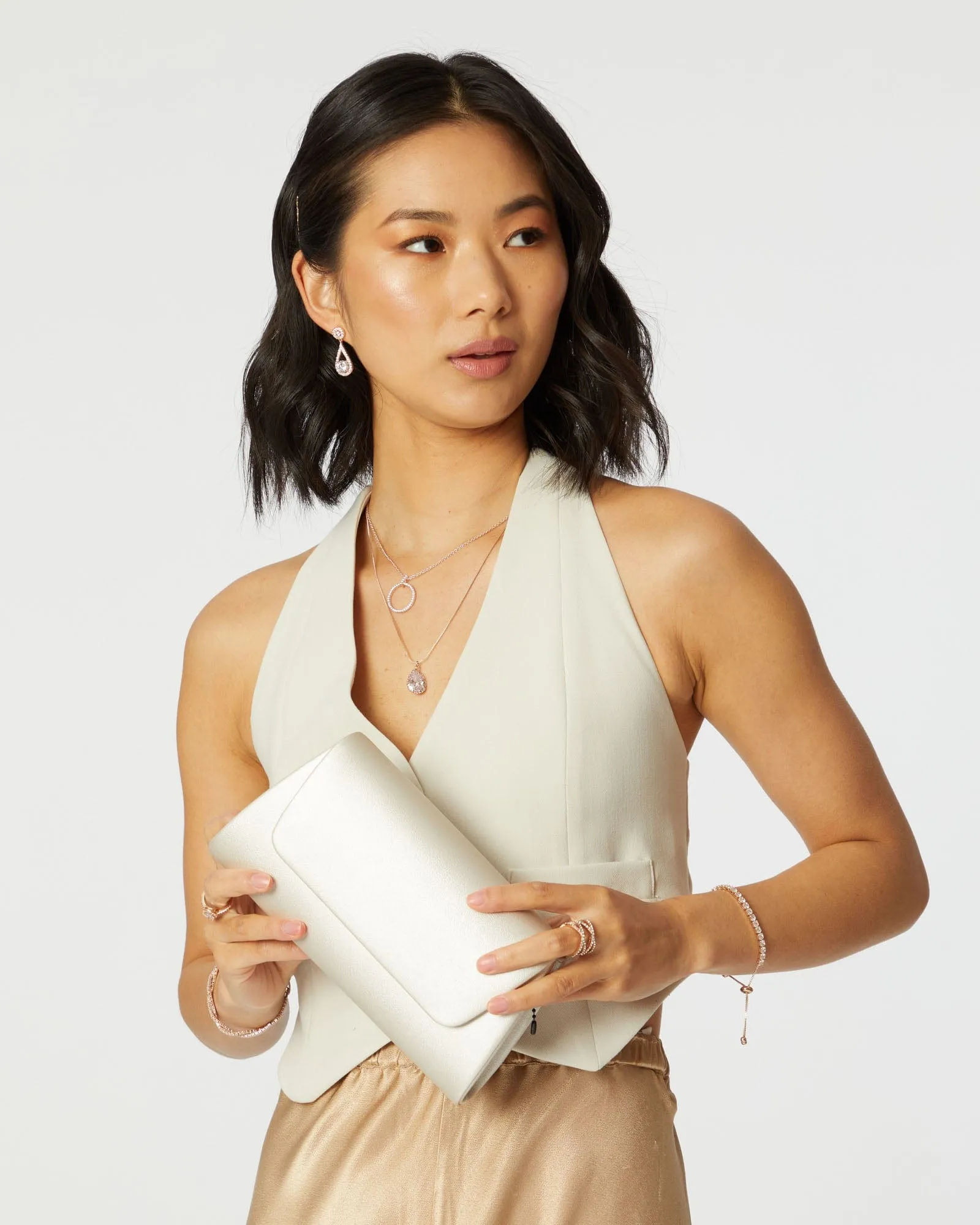 Ivory Leaha Evening Clutch Bag