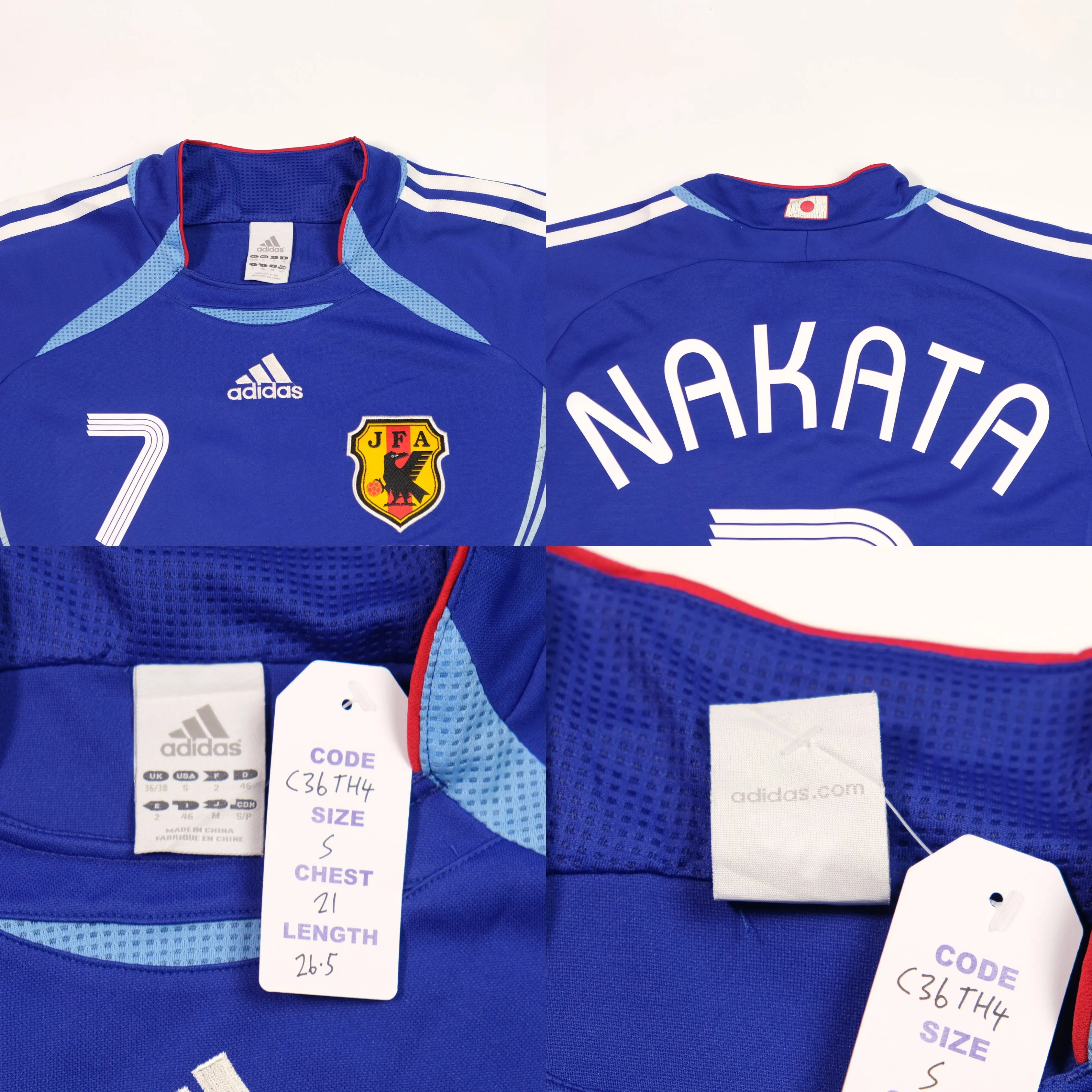 Japan Nakata Adidas Original 2006/2007 Home Football Shirt Small