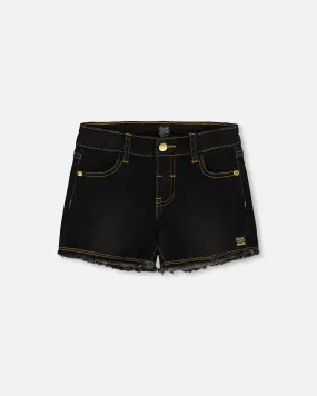 Jean Short With Embroidery Black Jeans