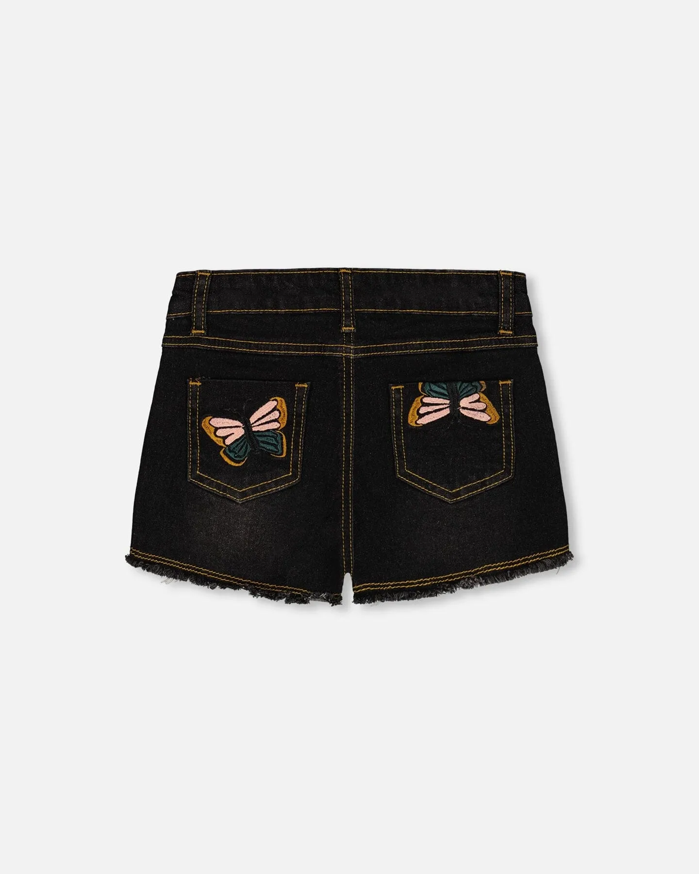 Jean Short With Embroidery Black Jeans