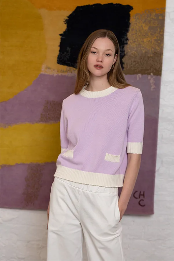 Jeff CHARLIZE PURPLE TWO TONE SWEATER