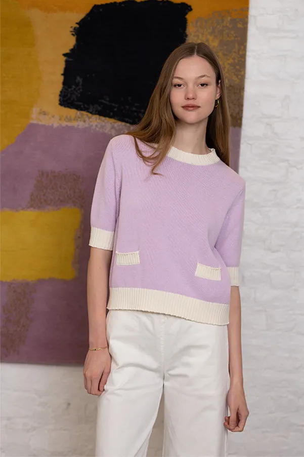 Jeff CHARLIZE PURPLE TWO TONE SWEATER