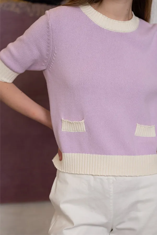 Jeff CHARLIZE PURPLE TWO TONE SWEATER