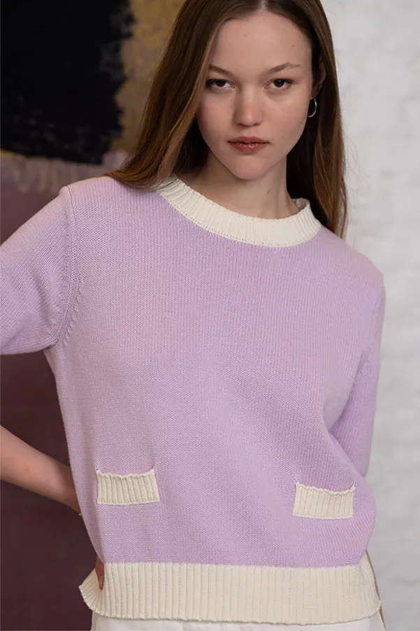 Jeff CHARLIZE PURPLE TWO TONE SWEATER