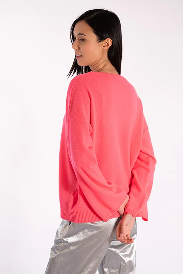 Jeff INDIANA FLAMINGO CASHMERE CREWNECK SWEATER