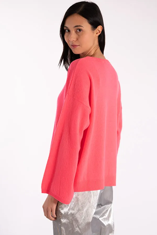 Jeff INDIANA FLAMINGO CASHMERE CREWNECK SWEATER