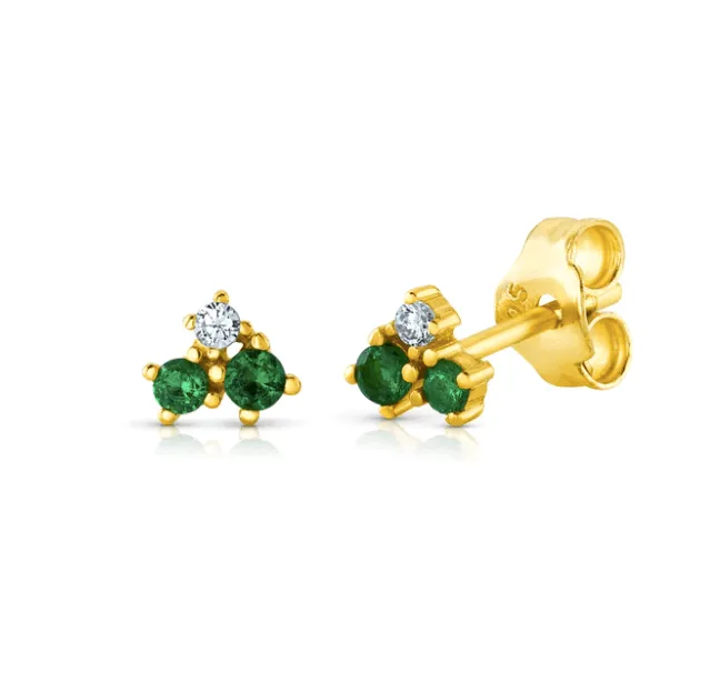 Jen Hansen Mini Trio Green Studs in Gold